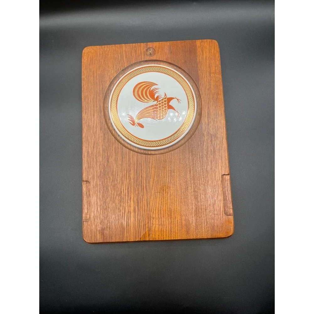 Vtg 1960s MCM Japan Charcuterie Cheese‎ Board Rooster Motif-13